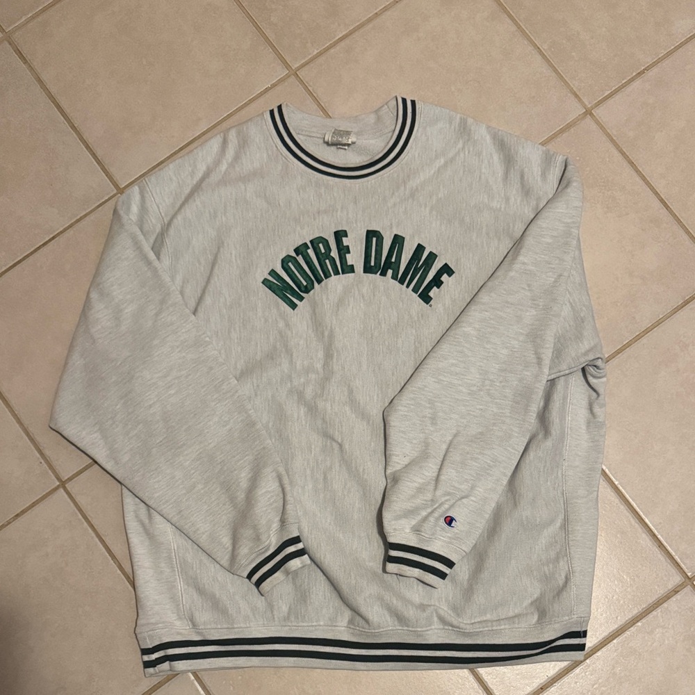 Champion Gray Notre Dame Crewneck Sweater